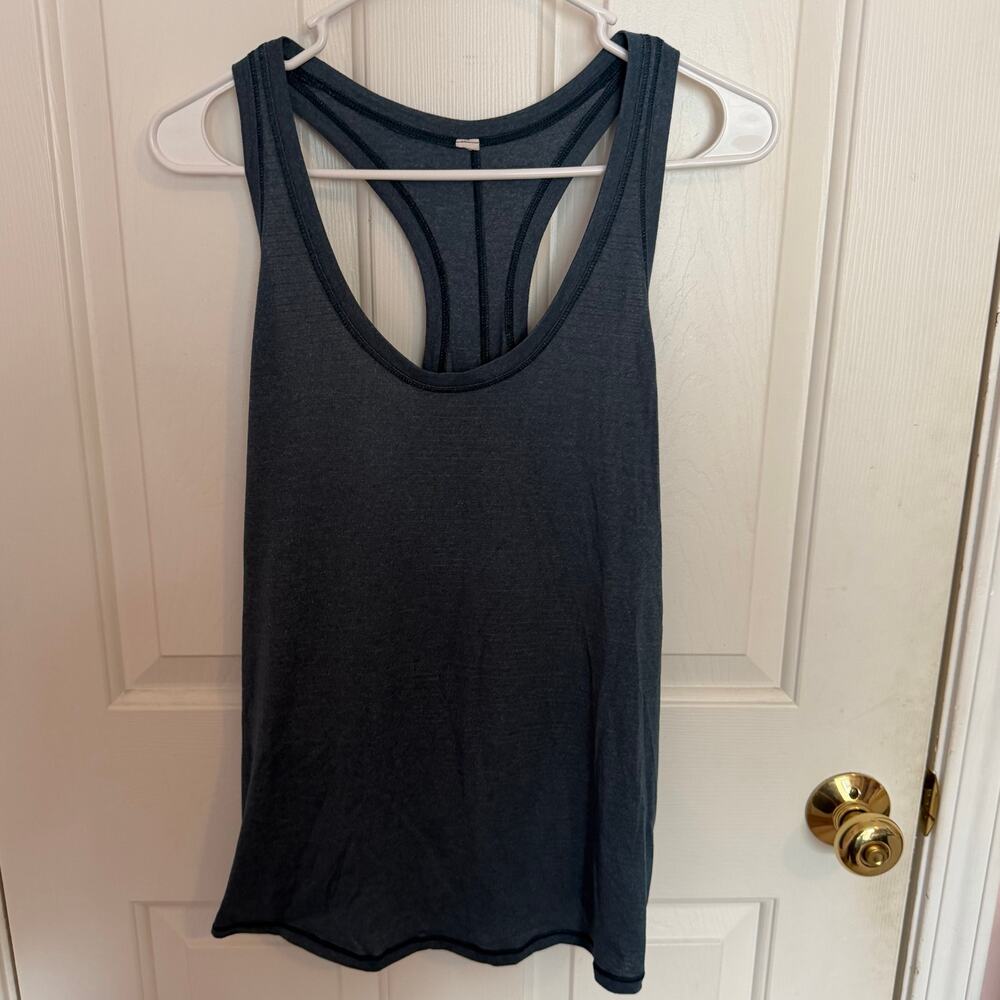 Lululemon Tie It Up Single Racerback Tank Top Heathered Black Gray Women's 6